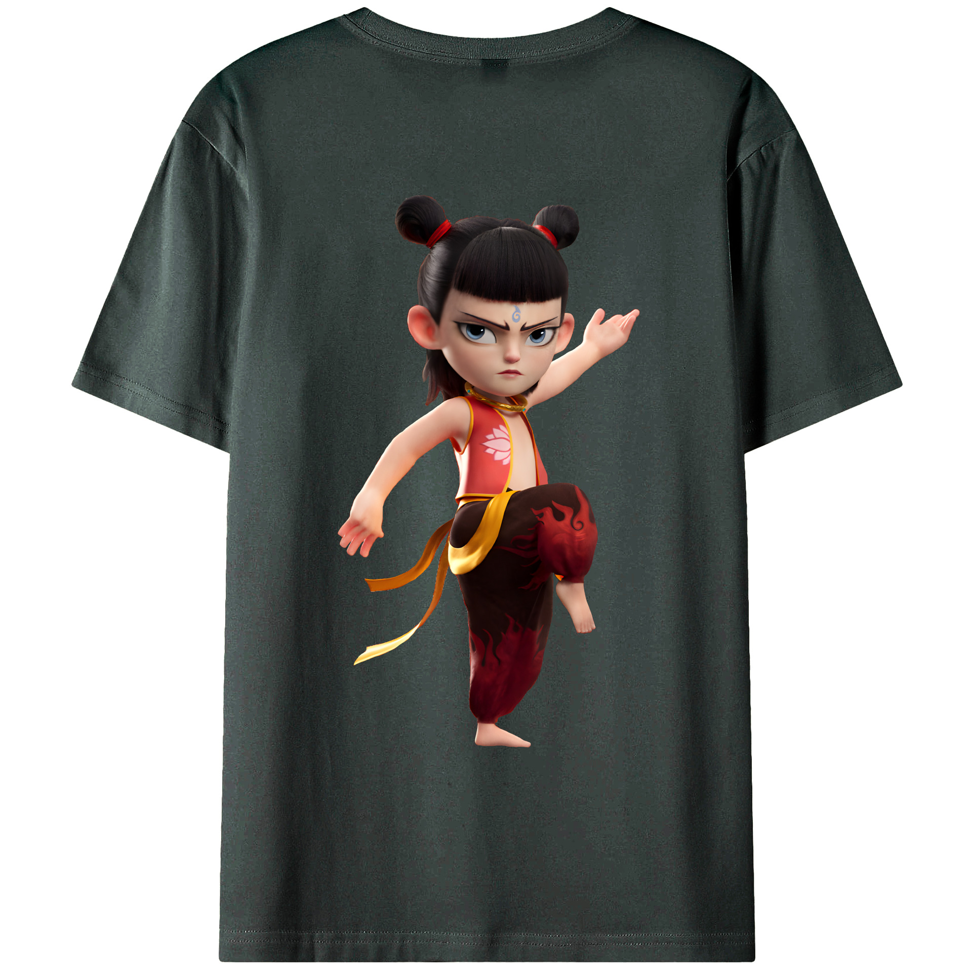 （画像用） Ne Zha 2 ナタ 魔童の大暴れ 綿100％ メンズ半袖Tシャツ（バックプリント） 通気性